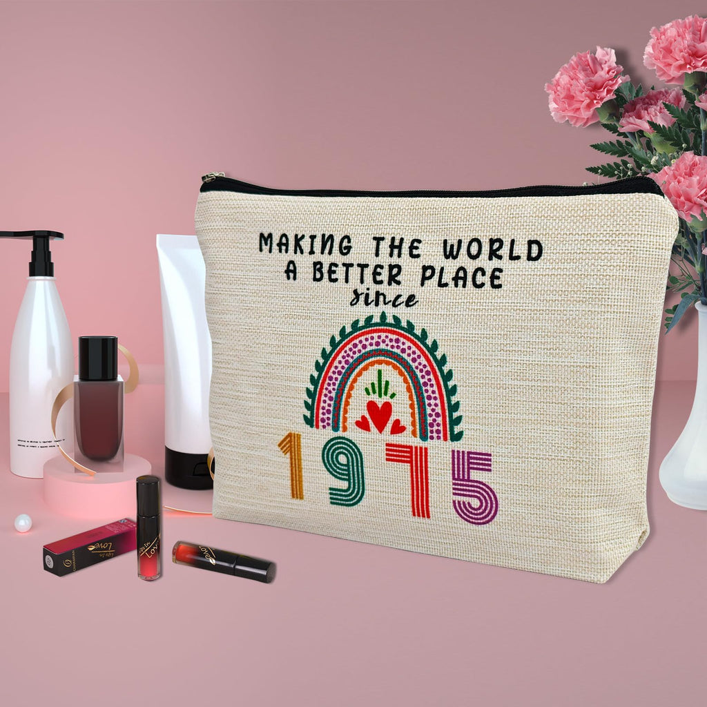ancpeany 51st Birthday Gift for Her, Funny 1975 51st Birthday Decorations Makeup Bag, Anniversary 51 Old Year Gift Ideas for Women, Wife, Sister, Mom, Aunt, Cool Cosmetic Travel Bag for Mothers Day