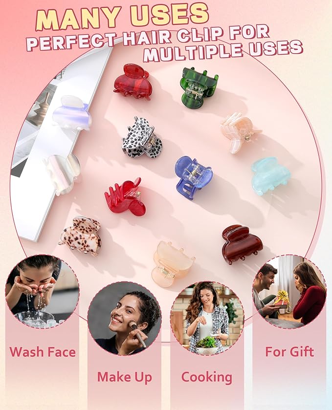 Molans 12 Pcs Small Hair Clips Mini Claw Jaw Clips Women Girls Thin Hair