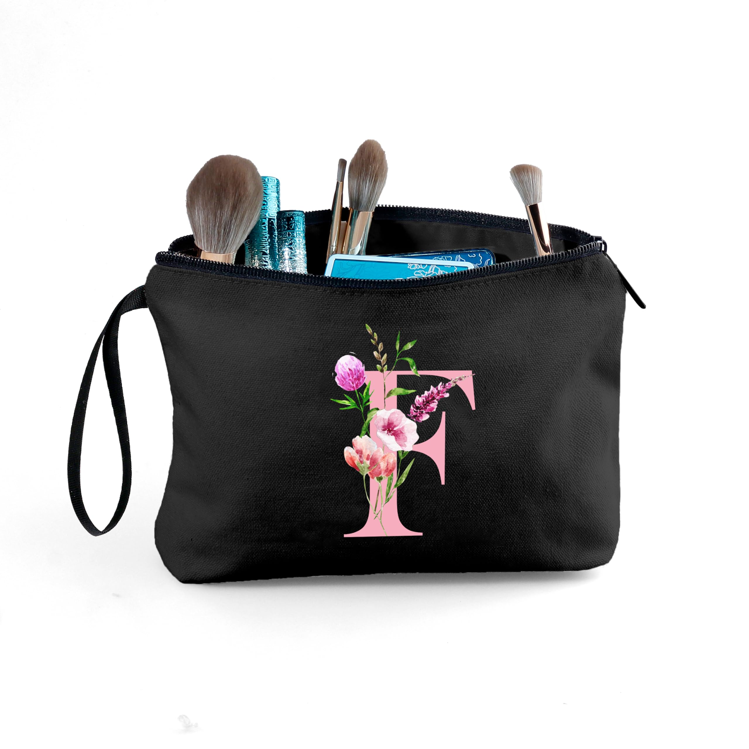 A-Z Personalized Gifts for Women, Initial Make Up Bag with Mirror, F