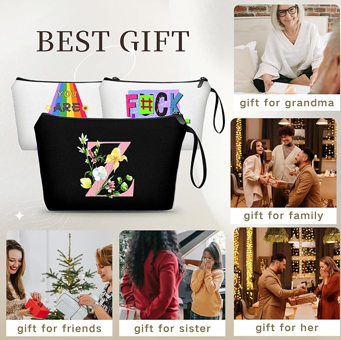 SEAMOON A-Z Gifts for Women Who Have Everything, Makeup Bag with Mirror,Z
