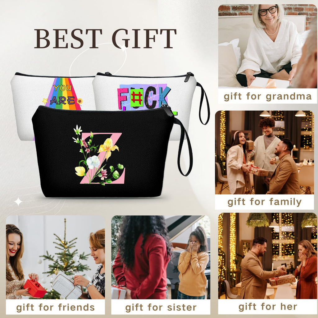 SEAMOON A-Z Gifts for Women Who Have Everything, Makeup Bag with Mirror,Z