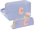 Sernaxi Personalized Initial Makeup Bag Trendy Stuff Corduroy Cosmetic Bag Travel Toiletry Bag, Valentine’s Day Gift Makeup Organizer Case & Makeup Pouch for Women Teen Girls Mom Girlfriend Wife