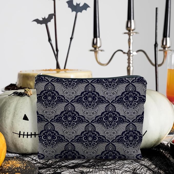 RYYCDOI Goth Gothic Makeup Bag, Halloween Makeup Bag Gifts for Women, Bat Spider Halloween Cosmetic Bag, Gothic Gifts for Women