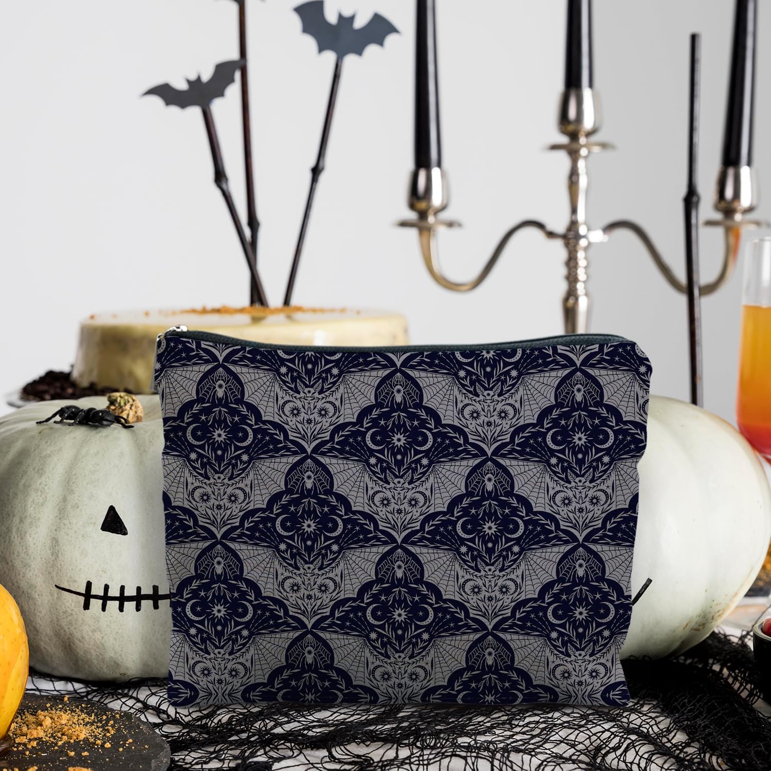 RYYCDOI Goth Gothic Makeup Bag, Halloween Makeup Bag Gifts for Women, Bat Spider Halloween Cosmetic Bag, Gothic Gifts for Women