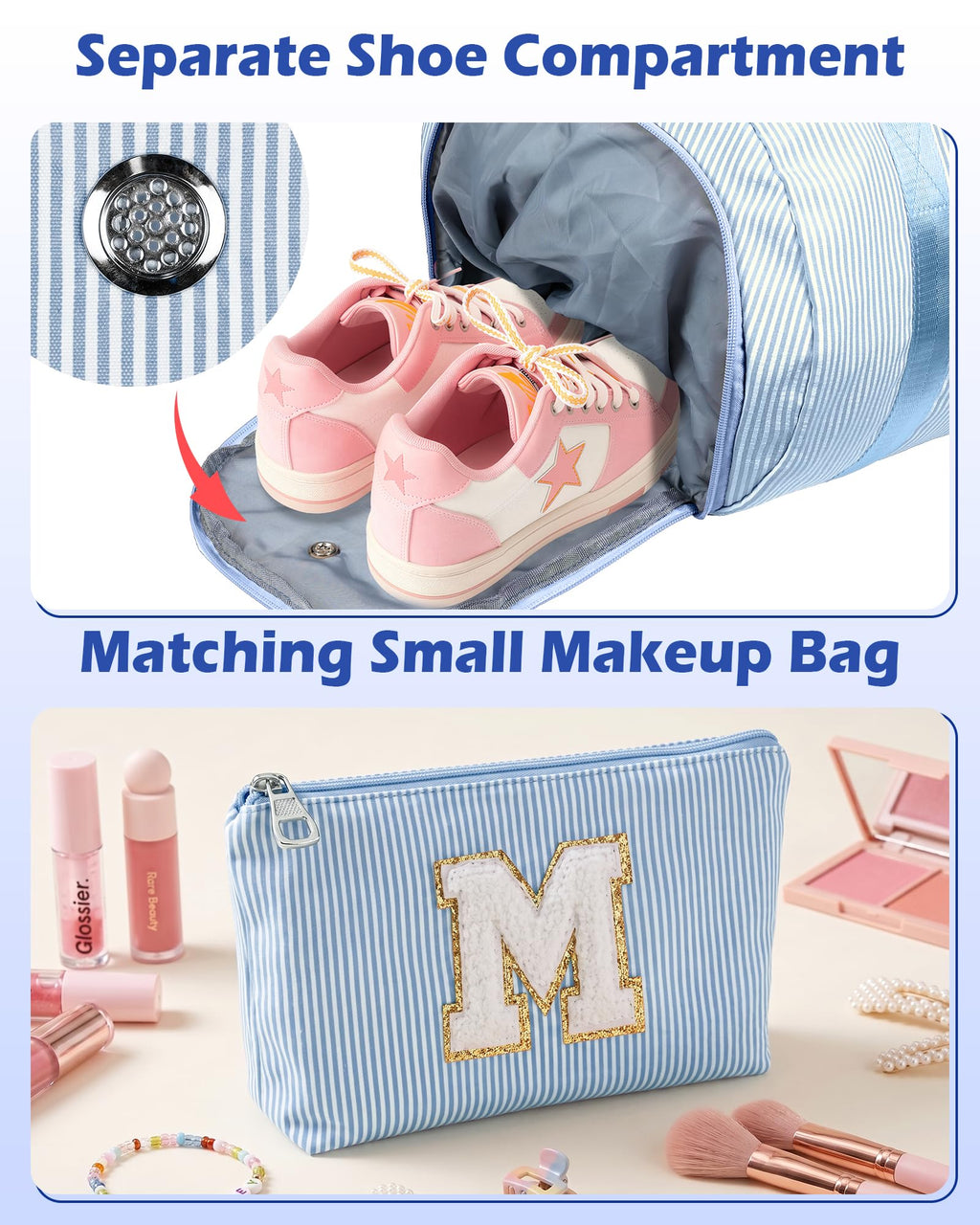 Vogewood Teen Girl Gifts Trendy Stuff, Initial Girls Travel Duffle Bag Kids