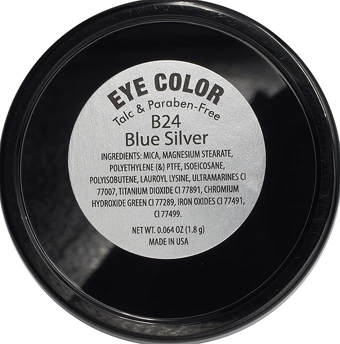 Pure Ziva Light Blue Silver Grey Shimmering Pressed Powder Single Vegan Eyeshadow; Talc, Paraben & Cruelty Free