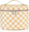 UUYUUY Makeup Bag Vanity Case, Beige and White