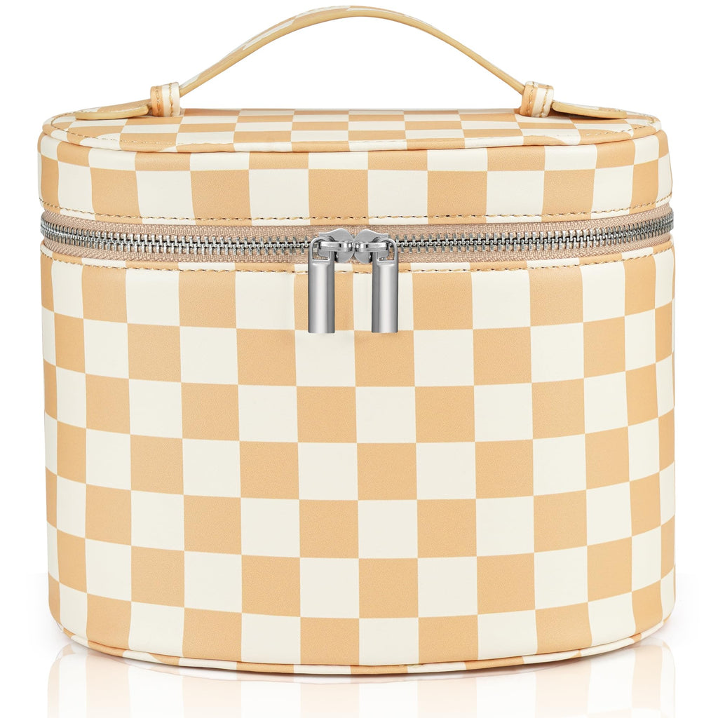 UUYUUY Makeup Bag Vanity Case, Beige and White