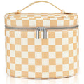 UUYUUY Makeup Bag Vanity Case, Beige and White