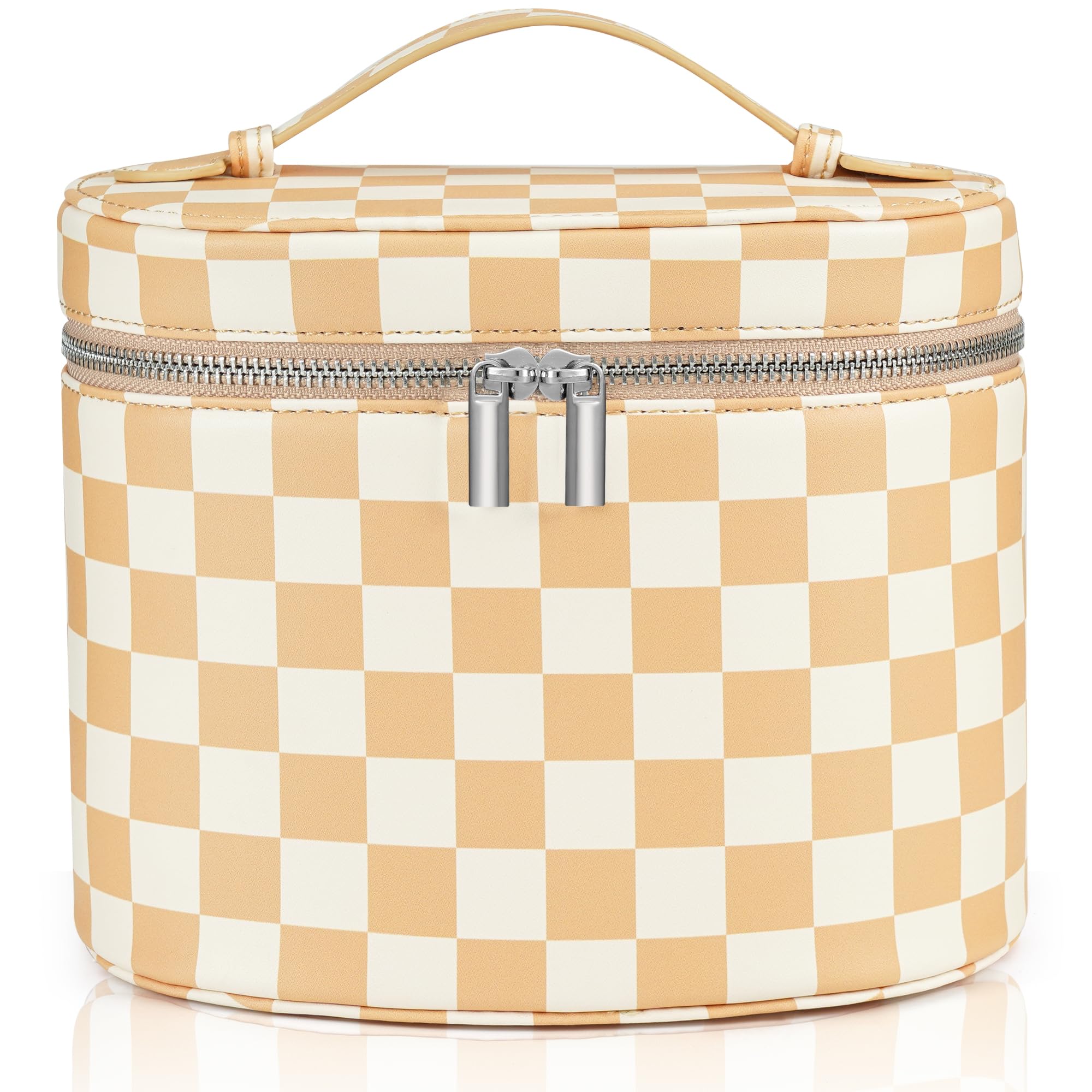 UUYUUY Makeup Bag Vanity Case, Beige and White