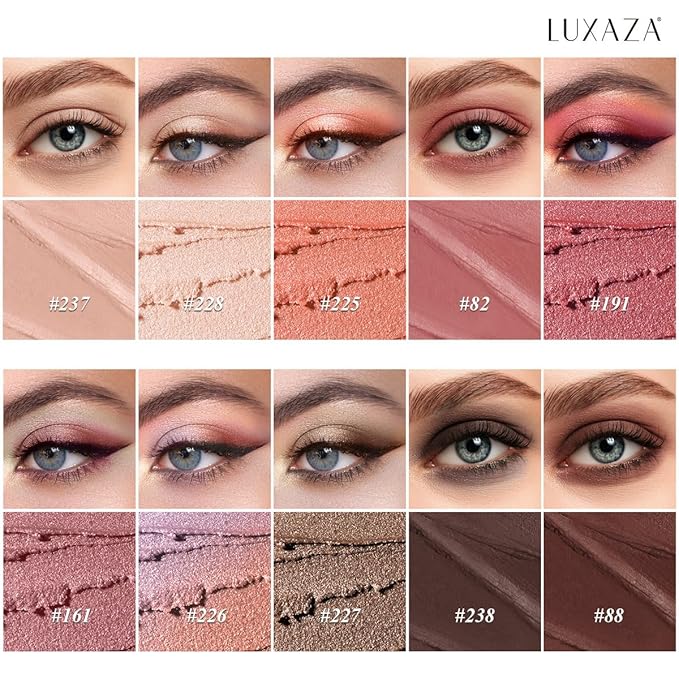 LUXAZA PRO Red Eyeshadow Stick Makeup Set 10PCS, Neutral Shimmer And Matte Cream Eye Shadow Palette, Metallic Bronze Smoky Eyeliner Brightener Crayon Pencil Kit, Ideal Gift for Women -Cashmere Blush
