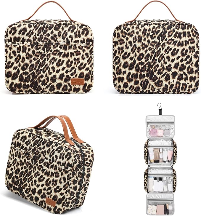 Bosidu Hanging Travel Toiletry Bag, Large Capacity Cosmetic Travel Toiletry Organizer for Women with 4 Compartments & 1 Sturdy Hook, Perfect for Daily Use/Valentines' Day
