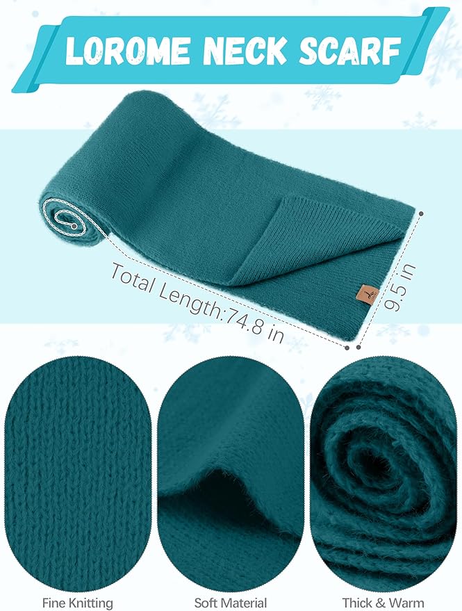LOROME Winter Beanie Hat Gloves Scarf, Cashmere Hat Gloves Scarf Set Women