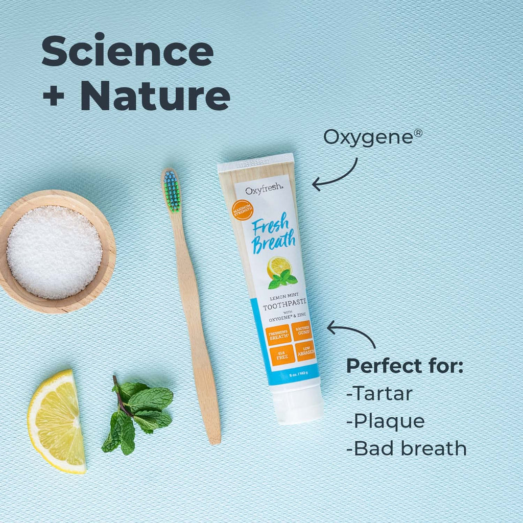 Oxyfresh Maximum Fresh Breath Lemon Mint Toothpaste - Clean Teeth & Fresh Breath - Natural Essential Oils & Natural Xylitol to Help Fight Tartar - SLS & Fluoride Free - 5 oz (Pack of 3)