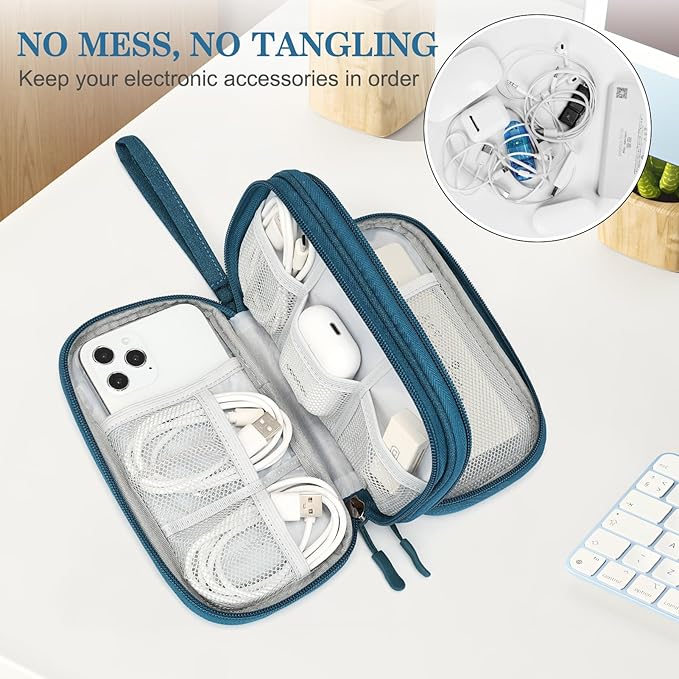 FYY Electronic Organizer, Travel Tech Pouch Bag, Cable Organizer Dark Green