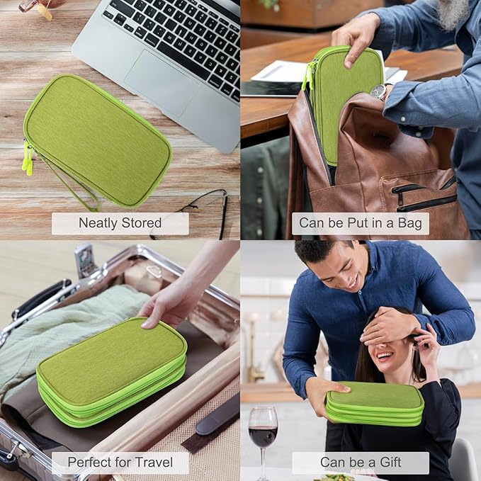 FYY Electronic Organizer, Travel Tech Pouch Bag, Medium, Green