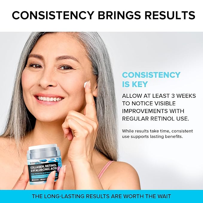 Anti-Aging Face Moisturizer with Retinol, Collagen & Hyaluronic Acid - Moisturizer Face Cream for Women & Men - Visibly Firming & Hydrating Neck Cream - Day & Night Skin Care - 1.7 fl oz (Pack of 2)