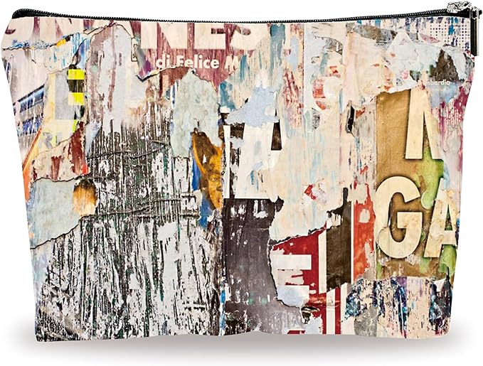 YKYENR Art Theme Makeup Bag - Retro Posters Texture - Vintage Printing Cosmetic Bag, Toiletry Bag Gift For Girls, Teen, Personal Care & Accessories - A10