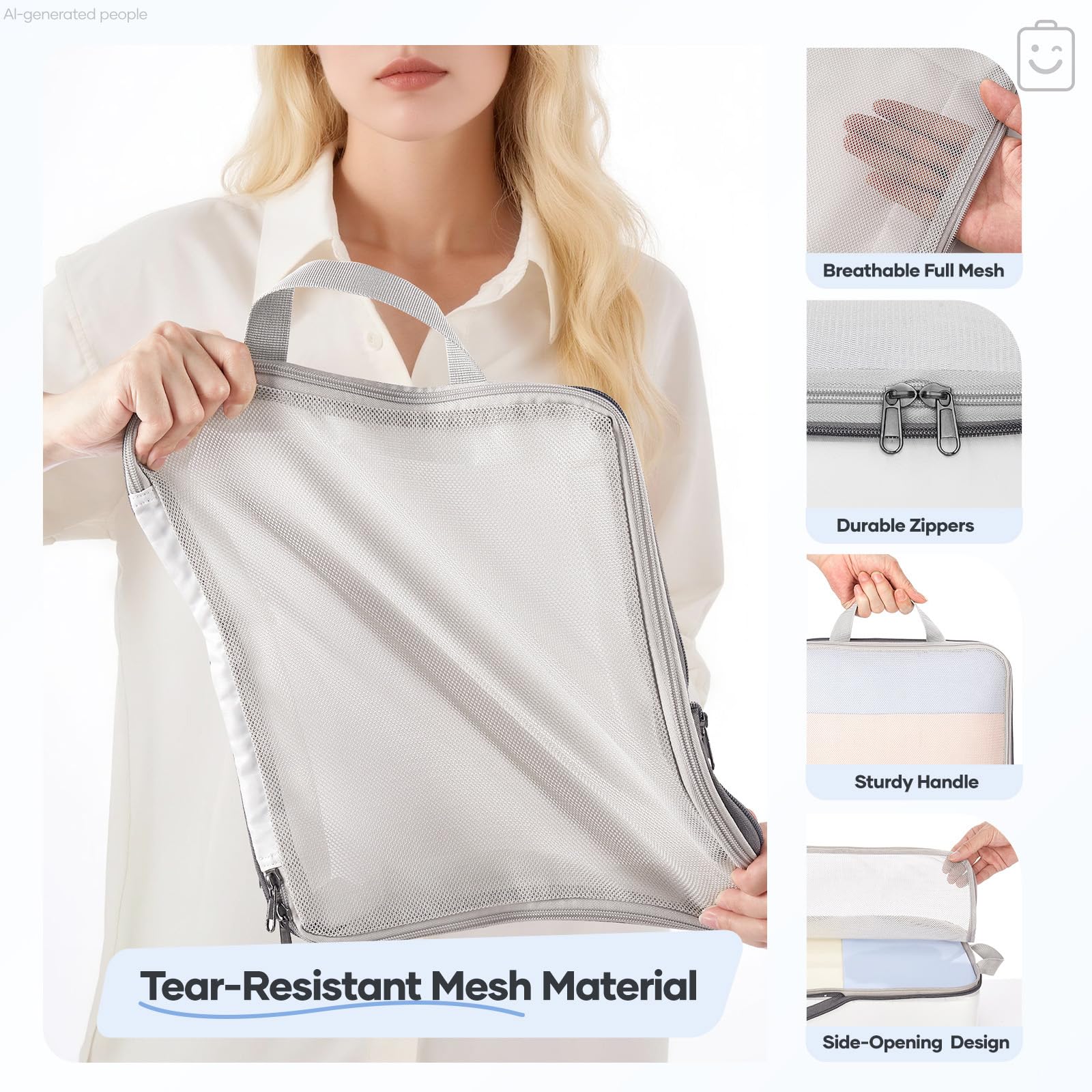 1/2/6/8/9/10/11 Set Compression Packing Cubes Garment Bags Garment Bag for Travel Essentials,White
