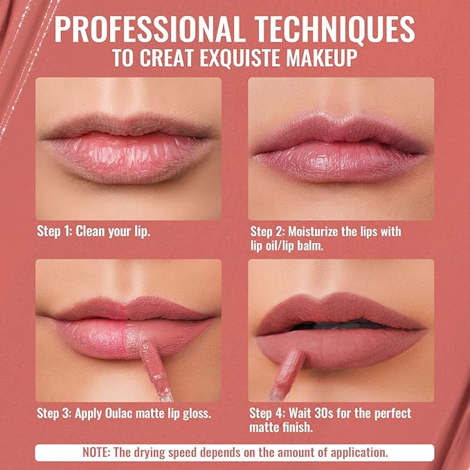 Oulac Matte Lipstick for Women, Liquid Coral Pink Lipstick Long Lasting, Waterproof Lip Stain, No Transfer, Creamy Texture Lip Color with Rose Oil, Vegan & Cruelty-Free, M11