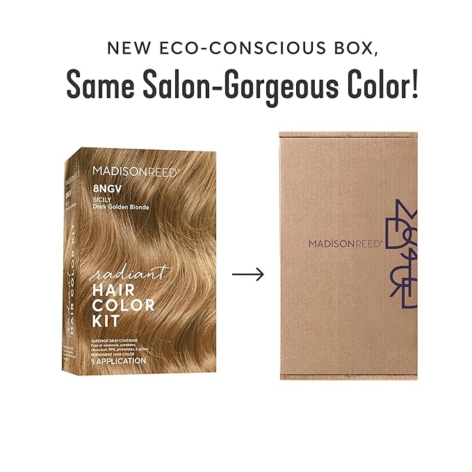 Madison Reed Radiant Hair Color Kit - 8NGV Dark Golden Blonde with Champagne Tones (Sicily), Permanent Hair Dye, Dimensional Gray Hair Blending | PPD-Free & Ammonia-Free, 2 Pack