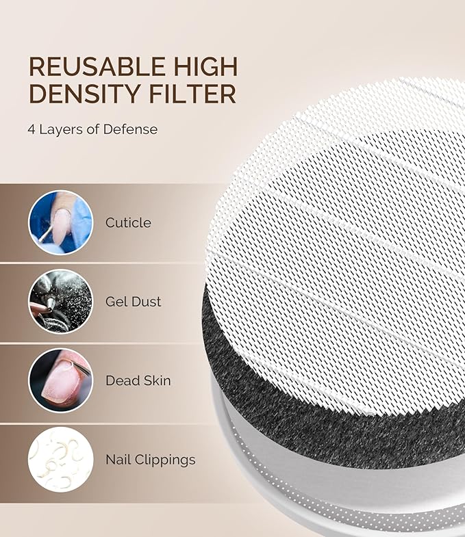 MelodySusie Advanced Cordless Nail Dust Collector, SProR 3500RPM Powerful Portable Nail Vacuum Fan with 3 Suction Modes,Reusable Filter & Low Noise for Mobile Nail Tech, DIY Nail Artist & Home Use