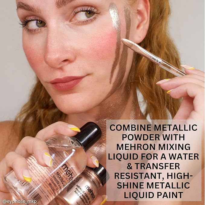 Mehron Makeup Metallic Powder | Metallic Chrome Powder Pigment for Face & Body Paint, Eyeshadow, and Eyeliner.75 oz (21 g) (Bronze)