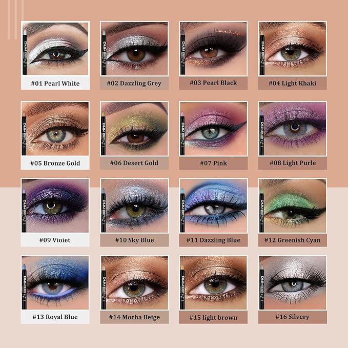 MooGlamor Colorful Shimmer Eyeshadow Eye Shadow Sticks Set (16 Pcs)