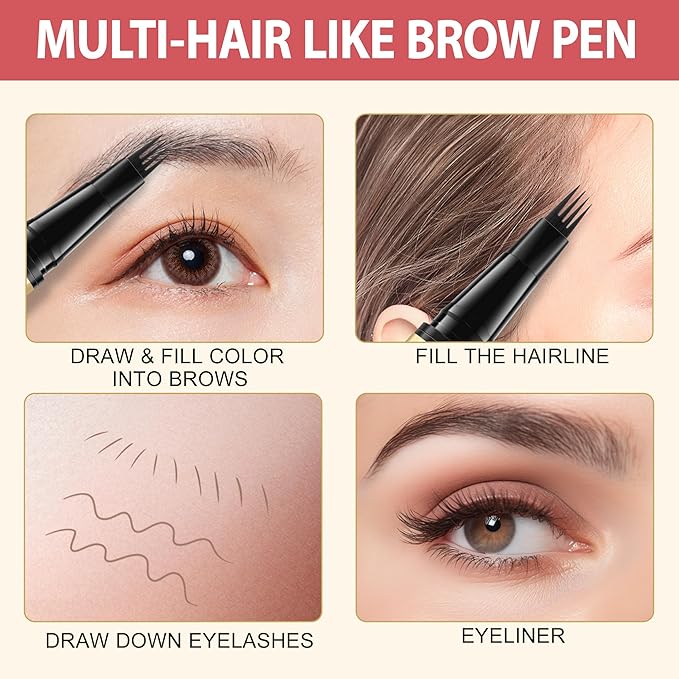 LAVONE Eyebrow Pen, 2-in-1 Waterproof Microblading Brow Pencil, Ebony