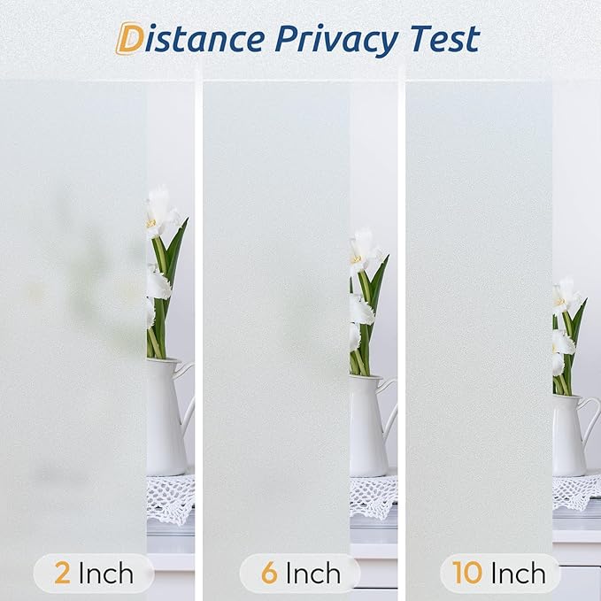 rabbitgoo Window Privacy Film, Frosted Glass Window Clings, Static Cling UV Heat Blocking Door Stickers for Home Bathroom, Removable Indoor Decal Coverings Day and Night, Pure, 17.5 x 157 Inches