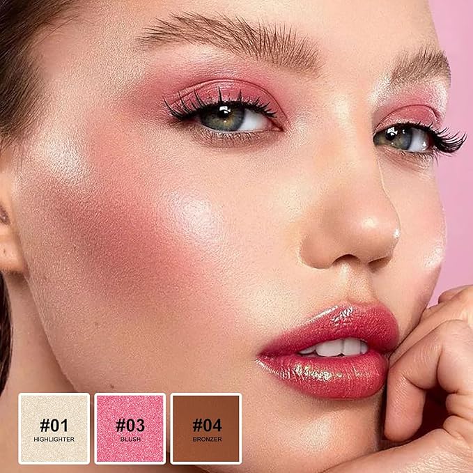 3Pcs Contour Stick Makeup Kit,Shades with Highlighter Blush Bronzer, LIGHT