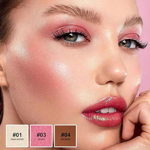 3Pcs Contour Stick Makeup Kit,Shades with Highlighter Blush Bronzer, LIGHT