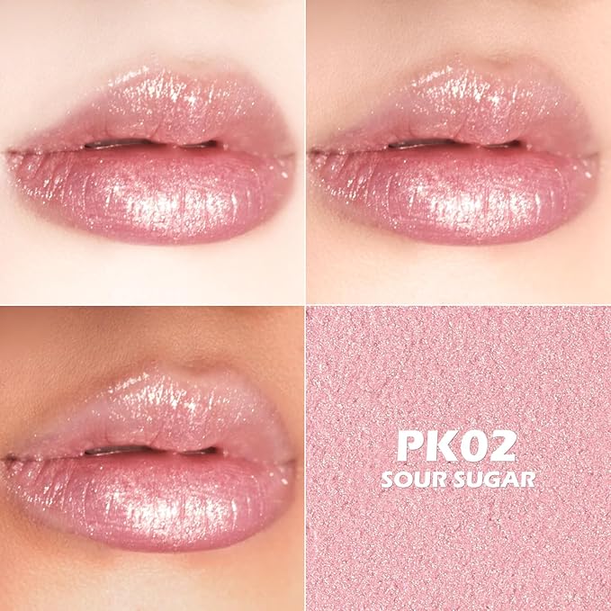 FOCALLURE Moisturizing Shimmer Lipstick, Hydrating Buildable Lip Color, Long Lasting Non-Drying Formula, Sparkly Diamond Finish, Back to School Gift, Sour Sugar