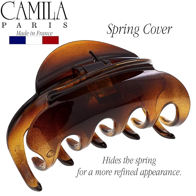 Camila Paris CP2369 French Hair Clips for Women, 3.5" Large Claw Clip Strong Hold All Day, Girl Large Claw Clips for Thick Hair, No Damage No Slip Flat Clip for Women. Made in France