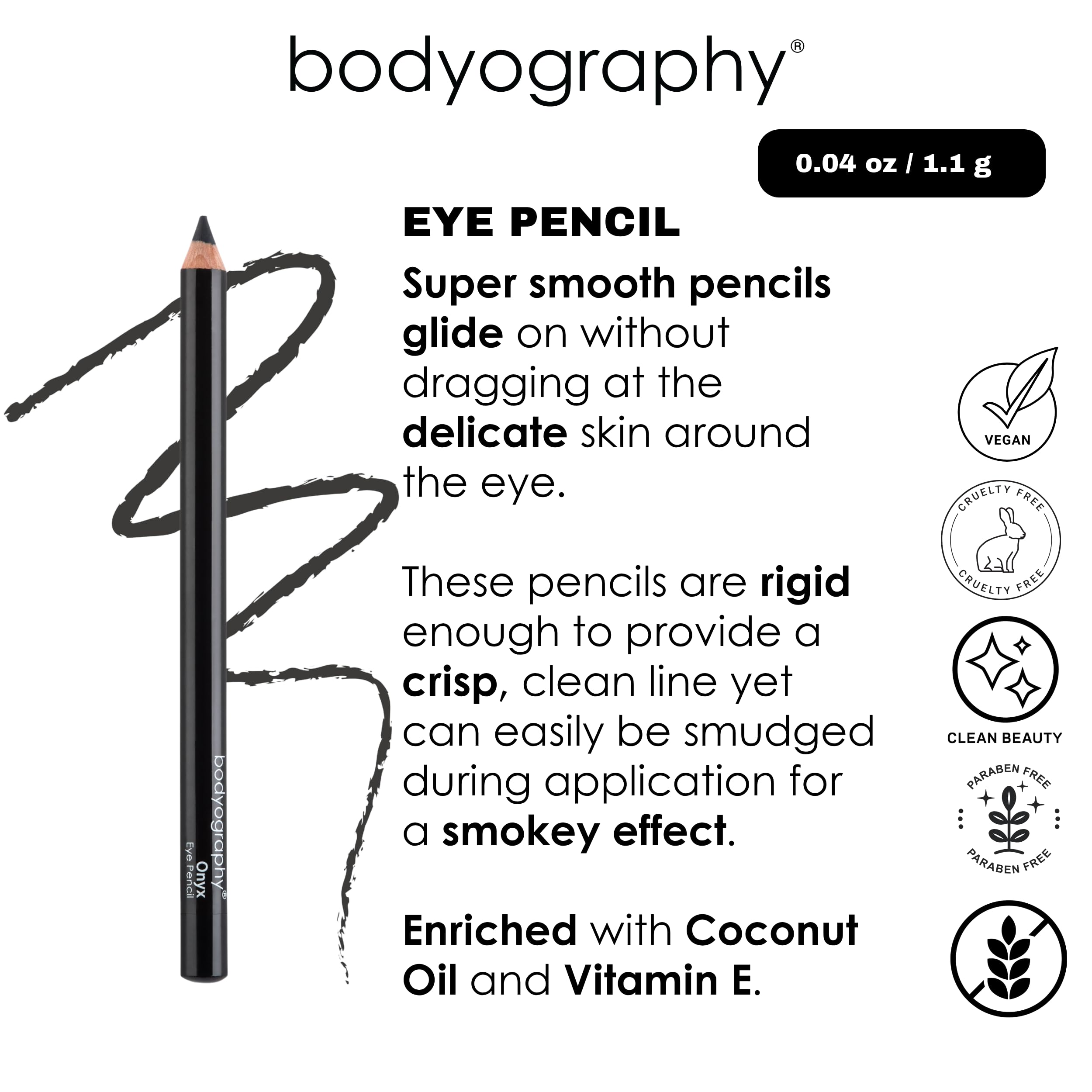 Bodyography Cream Eye Pencil, Virgin - White Wooden Eyeliner for Eyes & Eyebrows, Long-Lasting Cruelty-Free Coconut Oil Cosmetic Liner