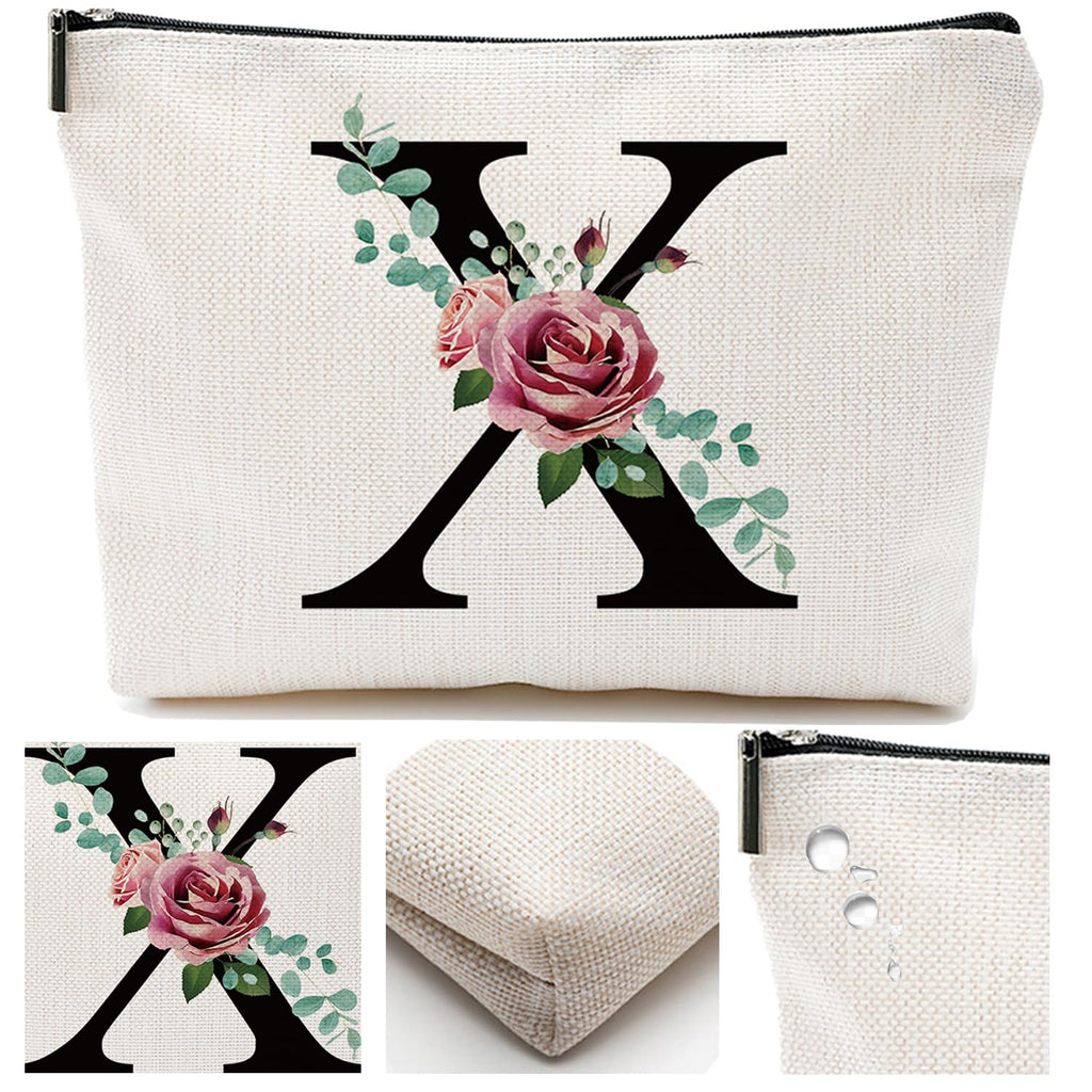 A-Z Personalized Makeup Bag, Monogrammed Bridesmaid Presents Cosmetic Bag, Portable Stationary Storage Organizer, Friendship Travel Makeup Bags
