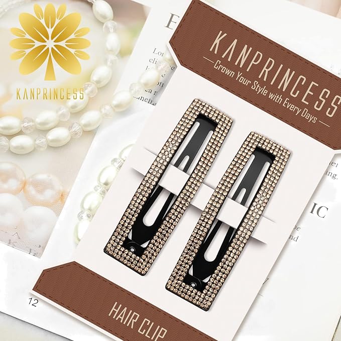Kanprincess Rhinestone Hair Clips, Sparkly Barrettes Gift for Women Girls