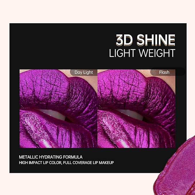 Depuplum Brown Lipsticks for Women Metallic Glitter Lipstick Long Lasting
