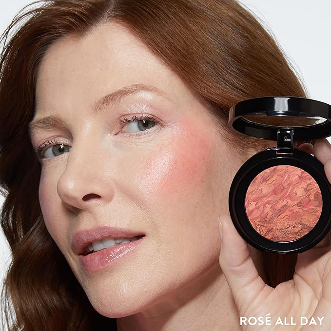 LAURA GELLER NEW YORK Baked Blush-n-Brighten for Mature Skin - 12 Rosé All Day - Powder Blush Won't Settle into Fine Lines - Buildable Natural Finish – Longlasting Formula - Made in Italy