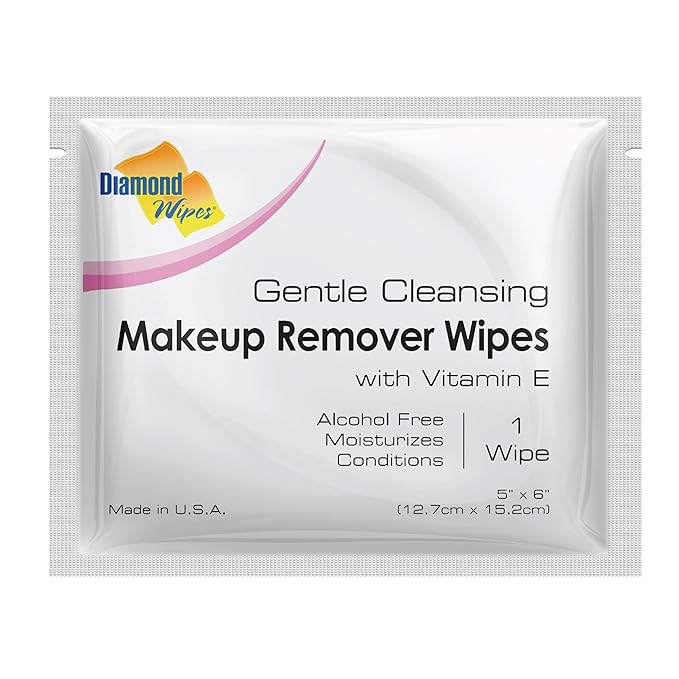 Diamond Wipes Face Cleansing & Waterproof Makeup Remover Wipes, 50 Count