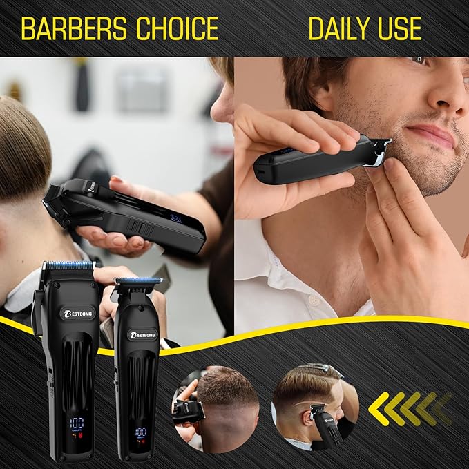BESTBOMG® Professional Hair Clippers for Men, Clipper & Trimmer Set, Black