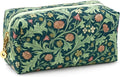 OIMEI Floral Quilted Pouch Cotton Makeup Bag for Women, Large Capacity Travel Cosmetic Pouch with Zipper, Cute Toiletry & Brush Organizer, Kawaii Makeup Storage Case – Garden Green