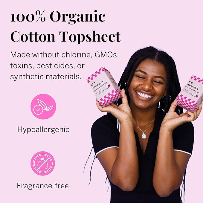 Pixie Organic Pads Cotton Ultra Thin Overnight for Women - Extra Heavy Absorbency with Wings - Leak-Proof, Hypoallergenic & Unscented - Compostable, Biodegradable - FSA Eligible - 36 Count