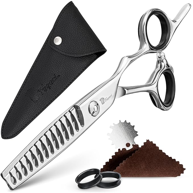 Fagaci Thinning Shears 6 Inch, Texturizing 2x Faster T-Shape Teeth