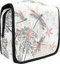 senya Hanging Travel Toiletry Bag Hippo Swimming Kit Makeup Case Cosmetics Organizer for Men Women (Flowers And Dragonfly)