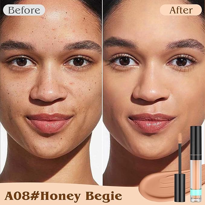 Under Eye Concealer, Full-Coverage Concealer Foundation Makeup for Older Women, Covers Blemishes & Under-Eye Circles, Spots, Matte Finish, Redness & Discoloration, Vegan & Cruelty-Free A08#Begie