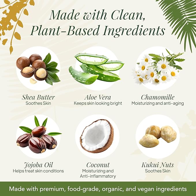 Saavy Naturals Moisturizing Body Wash for Sensitive Skin – Plant-Based & Pure with Coconut Oil, Shea Butter & Aloe Vera – Paraben-Free, Cruelty-Free – Tropical Coconut – 8.5 fl oz, 2 pack