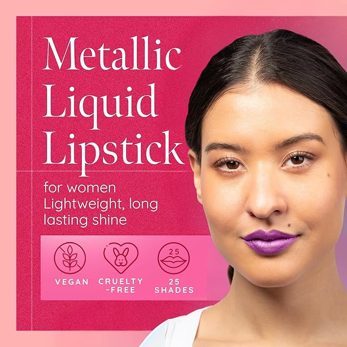 Aromi Bright Purple Lilac Metallic Liquid Lipstick (Purple Unicorn)
