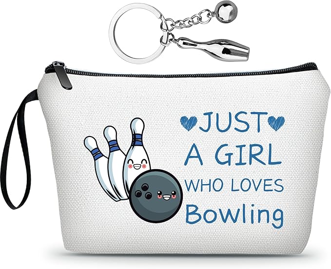 ARIOSEY Bowling Accessories for Women, Travel Makeup Bag with Keychain