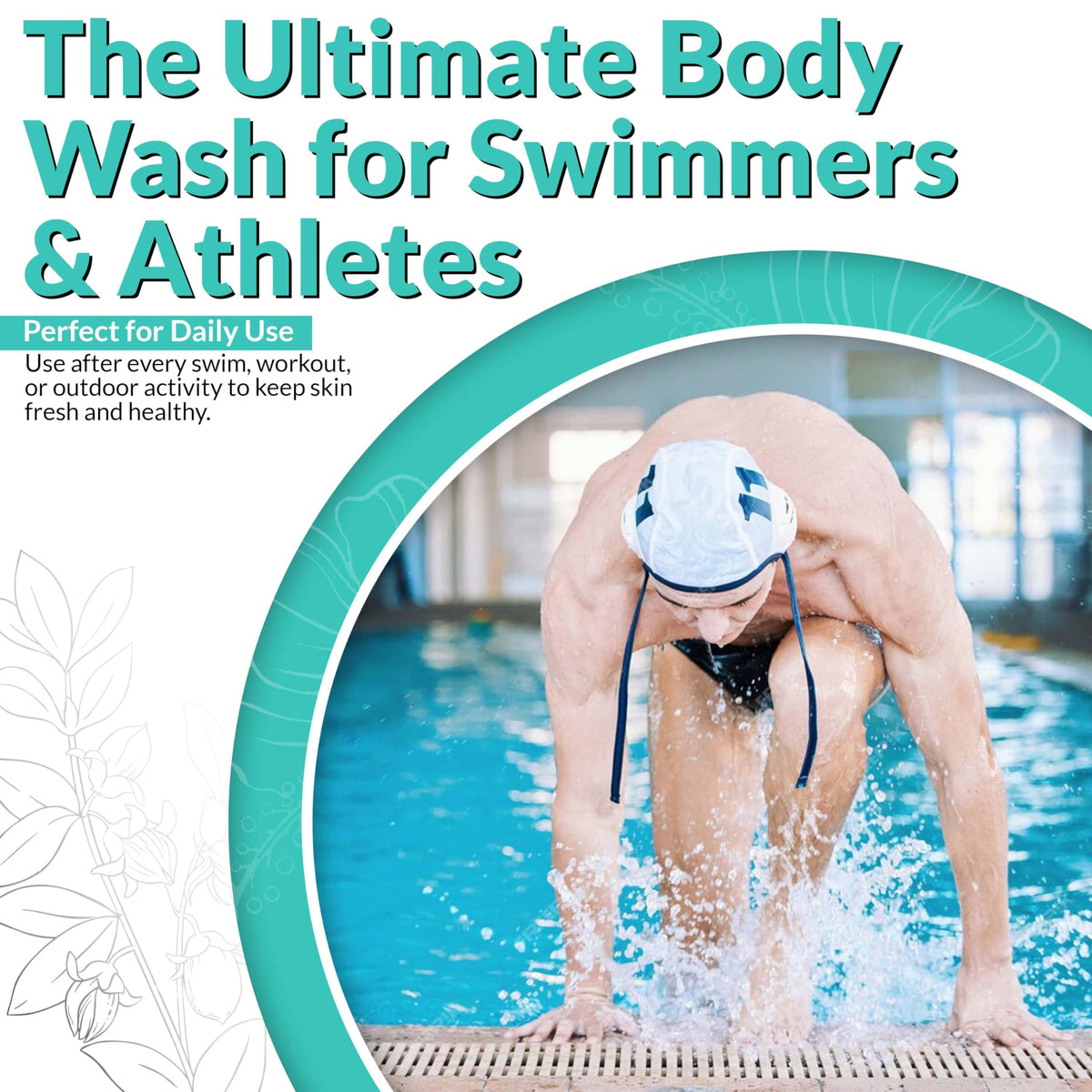 Zealios Swim & Sport Body Wash for Swimmers & Athletes 8oz, Skin Care Solution for Men & Women, Removes Chlorine, Sweat & Odor, Provides Cleansing and Hydration from Pool Chemicals, Light Citrus Scent